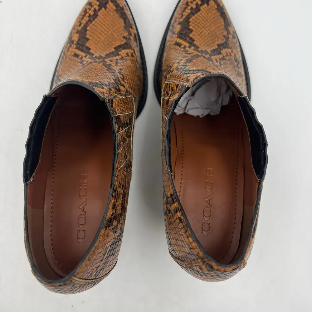 Coach Perri Snake Print Ankle Bootie Carmel Leather Westerncore